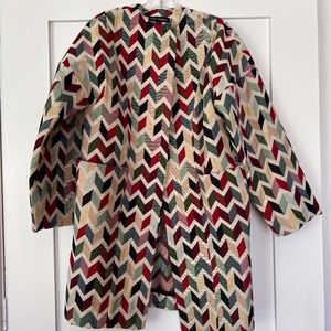 Carla Fernandez 2 pocket coat, One Size Fits All, Multicolor chevron pattern